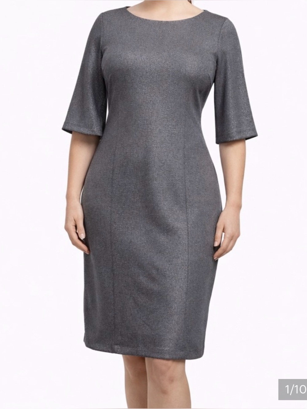 NWT Banana Republic Shimmery Silver Metallic Ponte Sheath Dress Size 2